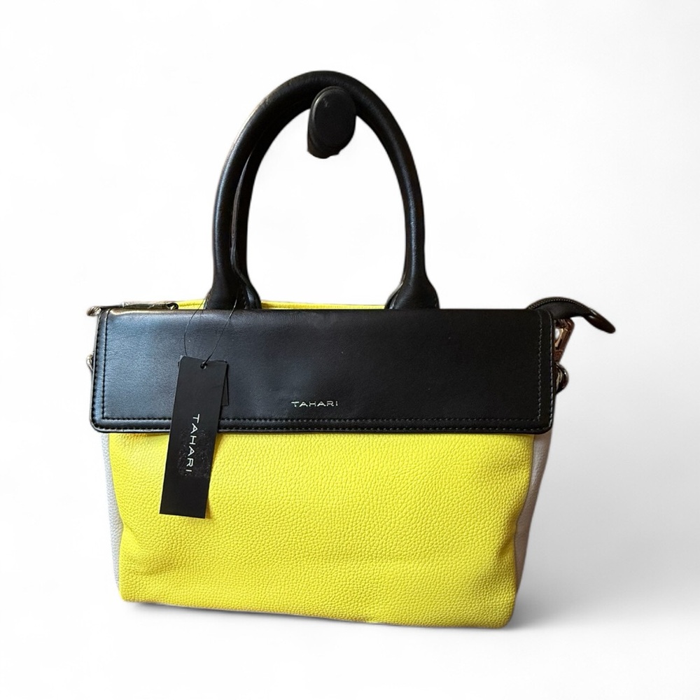 Tahari Yellow and Black Shoulder and Crossbody 2 Way Bag NWT